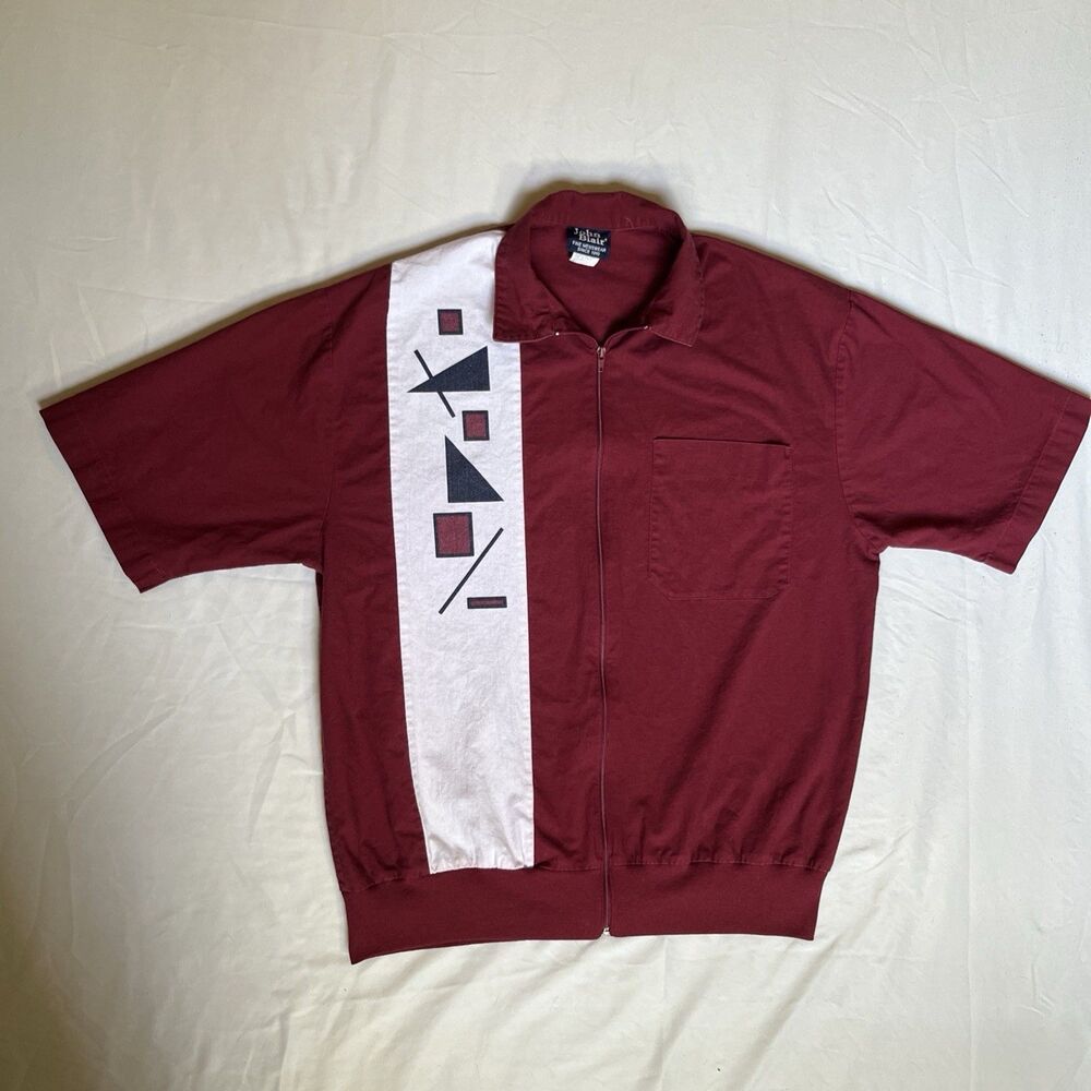 Vintage 90s John Blair Full Zip Golf Short Sleeve Polo Jacket Men M Grandpa Dad